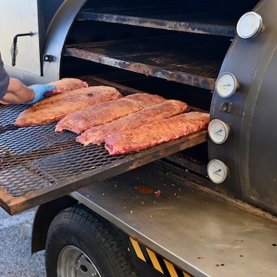 picture of meat on a smoker