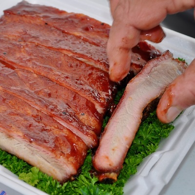 picture of competition bbq pork ribs